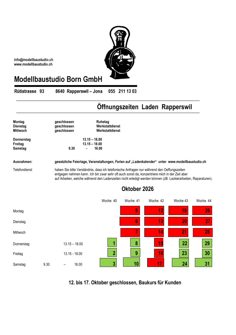 Ladenkalender Oktober 26